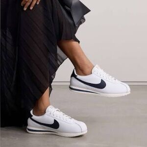 Nike Women's Classic Cortez Leather Sneakers - White and Black